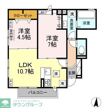 Rエイト・コウヤマ Aの物件間取画像